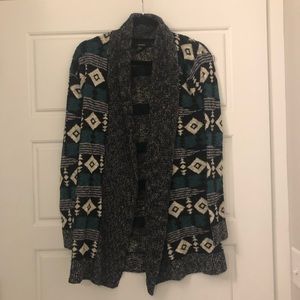 Geometric print long cardigan
